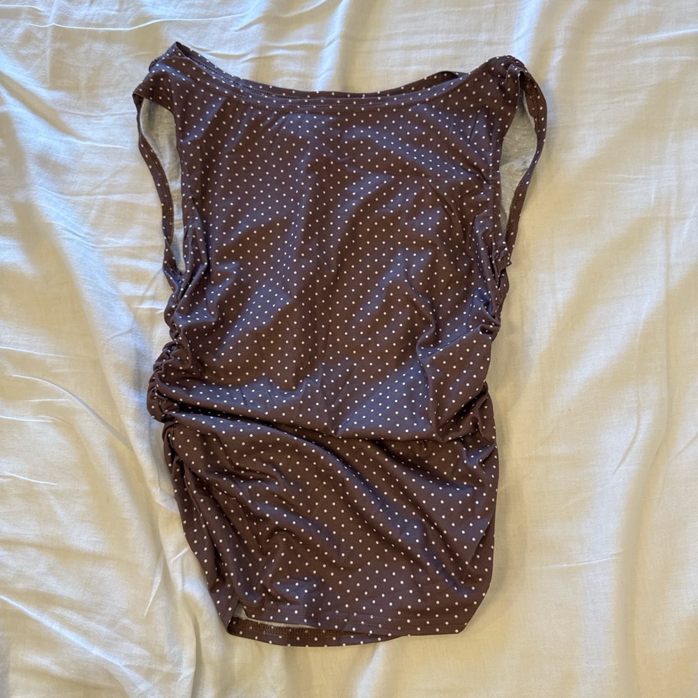 SHEIN Brown Polka Dot Blouse